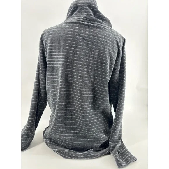 Y2K McBling Silver Metallic Stripe Velour Cowl Hoodie Juicy Vibes size medium - Picture 4 of 10